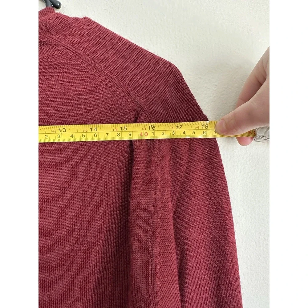 Kenneth Roberts LARGE 100% Merino Wool Sweater Red V Neck Pullover‎